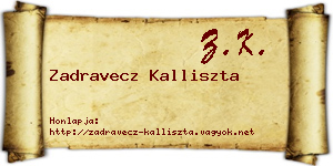 Zadravecz Kalliszta névjegykártya